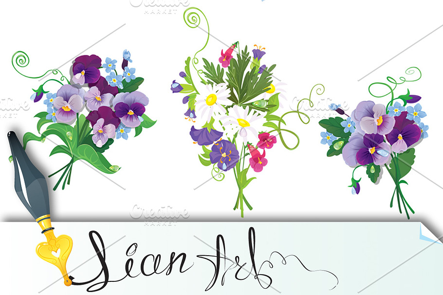 Set of holidays bouquets in Illustrations - product preview 8