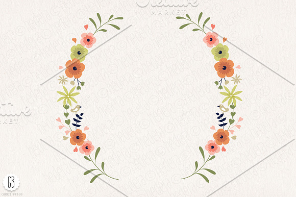 Floral frames, mason jars, flowers in Illustrations - product preview 1
