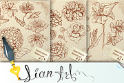 Set of Vintage graphic flowers