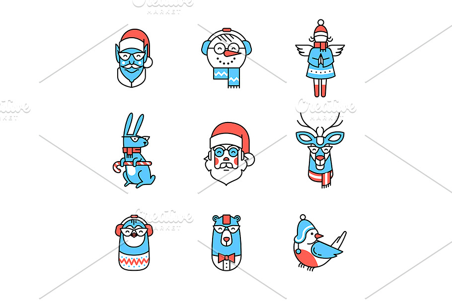Hipster Christmas Characters in Graphics - product preview 8