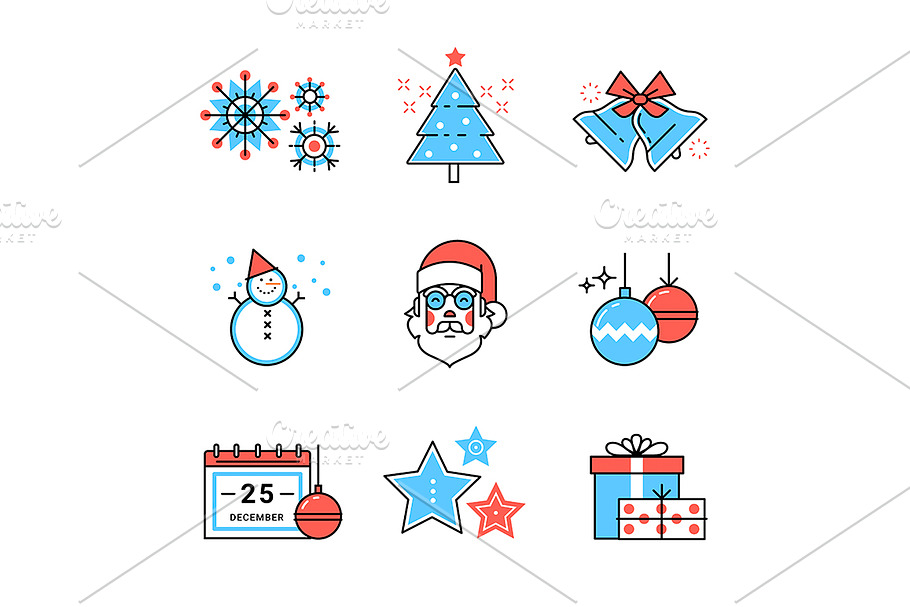Merry Christmas symbols collection in Graphics - product preview 8