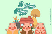 Three Little Piggy Digital Clipart