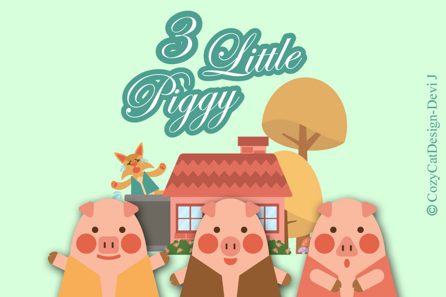Three Little Piggy Digital Clipart