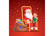 Santa Claus holding boy on his knees
