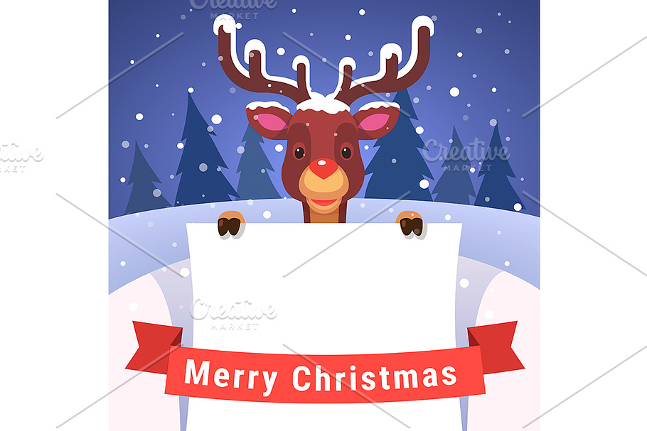 Baby reindeer with Christmas card in Illustrations - product preview 8