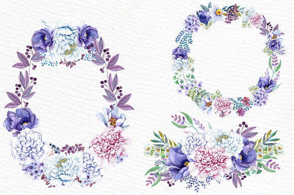 Watercolor wreaths and bouquets  in Illustrations - product preview 2