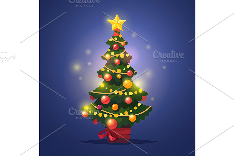 Decorated winter christmas tree  in Illustrations - product preview 8