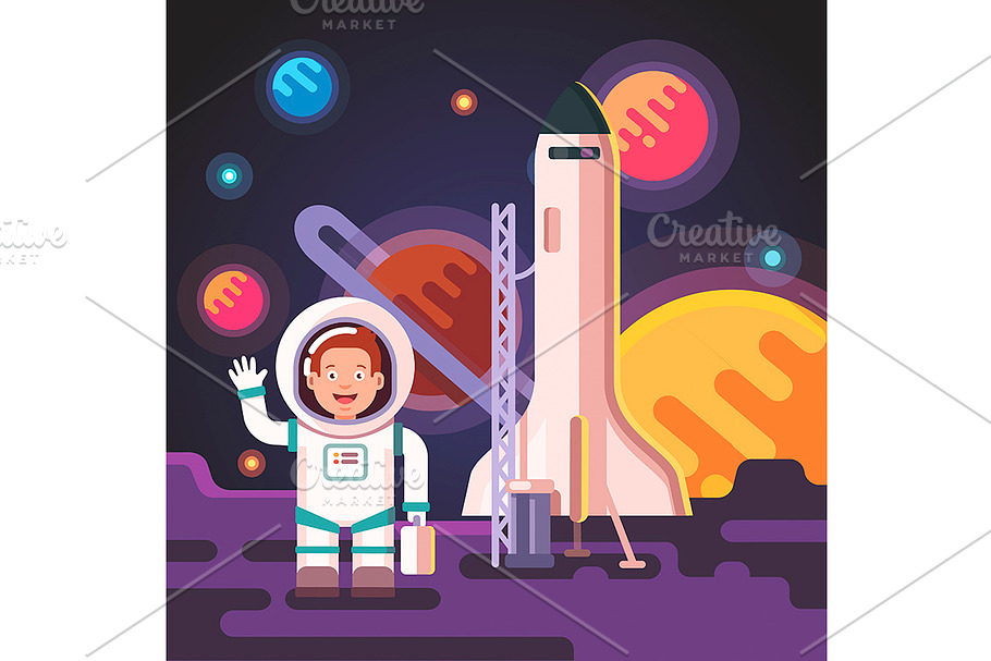 Astronaut boy landed on a moon in Illustrations - product preview 8