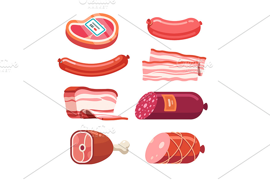 Set of fresh and prepared meat in Graphics - product preview 8