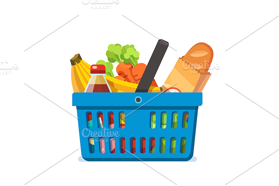 Basket full of fresh groceries