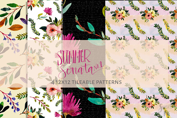 Hand Painted Summer Flowers in Illustrations - product preview 3