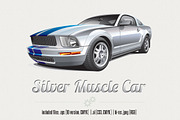 Silver Muscle Car