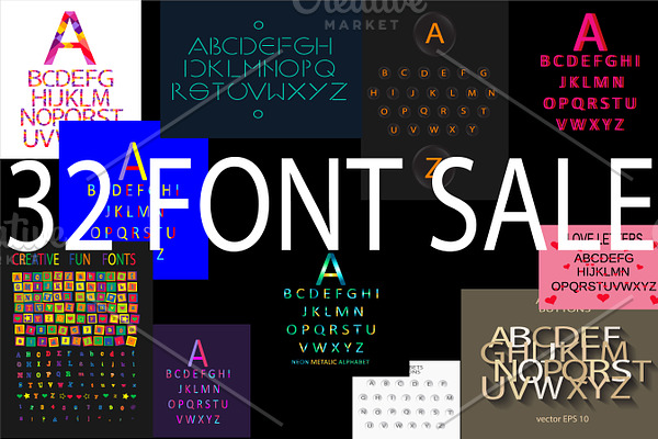 32 Font vector collection SALE