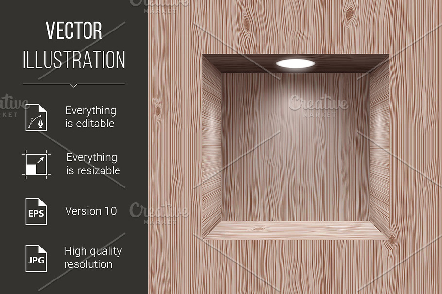 Wooden niche for presentation in Graphics - product preview 8