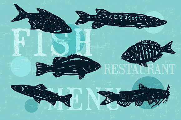 Hand-drawn fish vectors in Illustrations - product preview 1