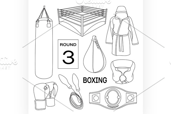 Boxing vector design elements.