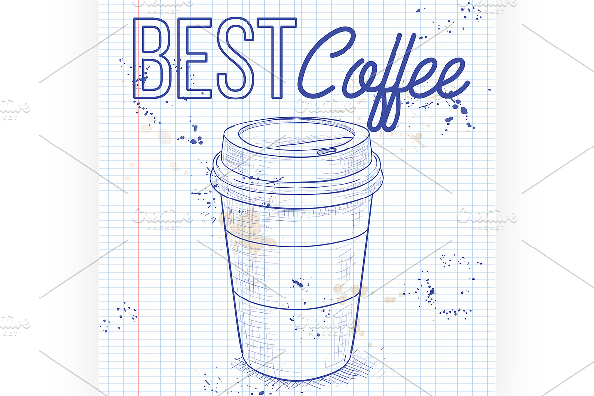 Coffee to go on a notebook page in Illustrations - product preview 8