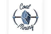 Color vintage coal mining emblem
