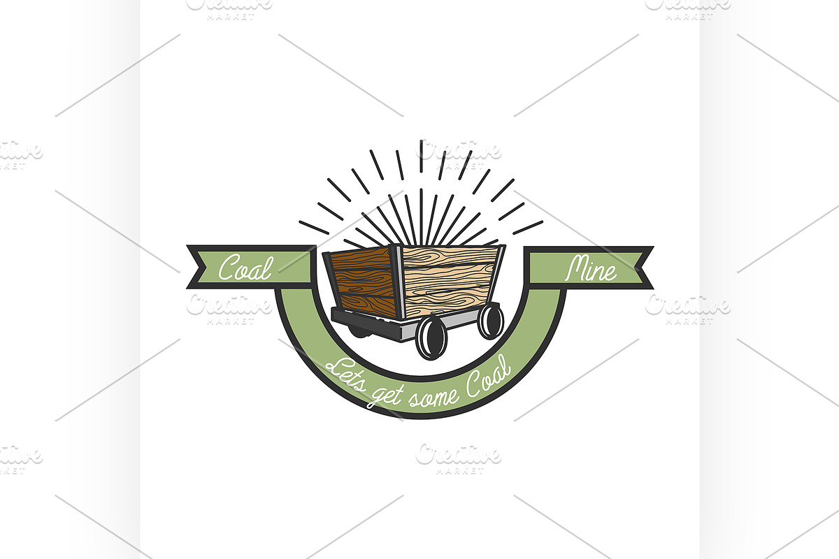 Color vintage coal mining emblem in Illustrations - product preview 8