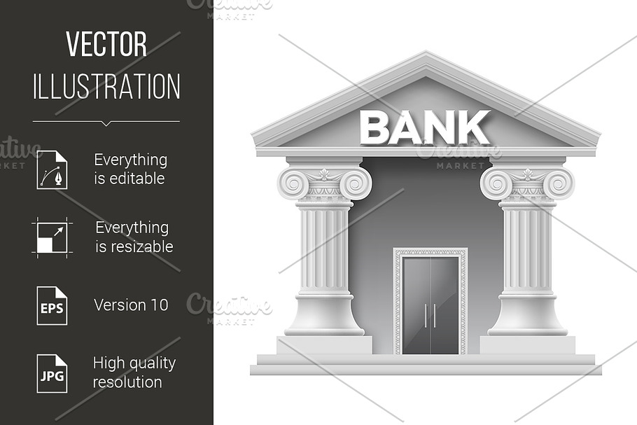 Stone building of bank in Graphics - product preview 8