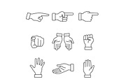 Hand gestures signs set