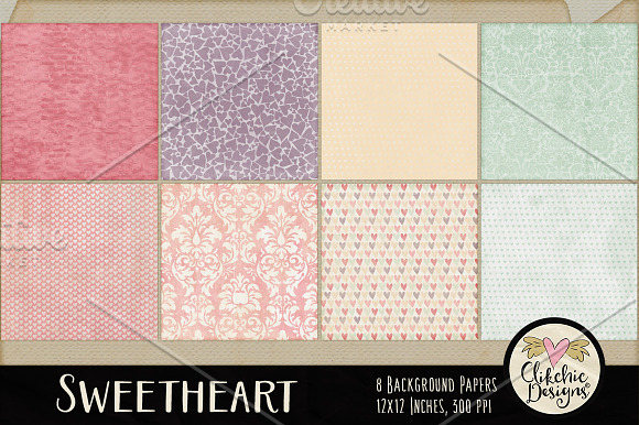 Shabby Damask & Hearts Textures in Textures - product preview 1