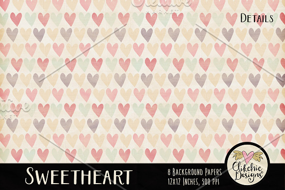 Shabby Damask & Hearts Textures in Textures - product preview 4