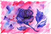 Watercolor violet crimson rose
