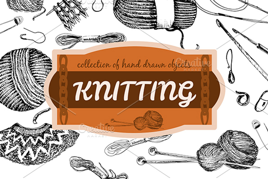 Knitting tools and accessories in Illustrations - product preview 8