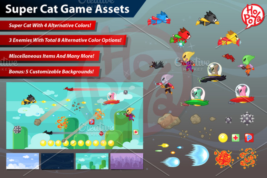 Super Cat Game Assets in Illustrations - product preview 8