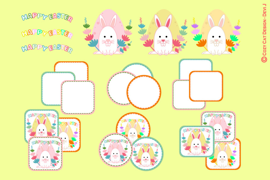 Happy Easter Labels Printable in Illustrations - product preview 8