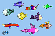 Doodle fabulous fish. Vector