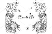 Doodle floral frame