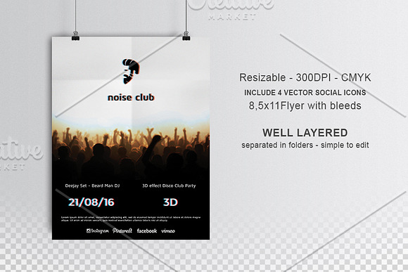 Noise Club Party Flyer in Flyer Templates - product preview 1