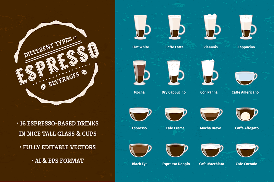 Espresso Beverages in Illustrations - product preview 8
