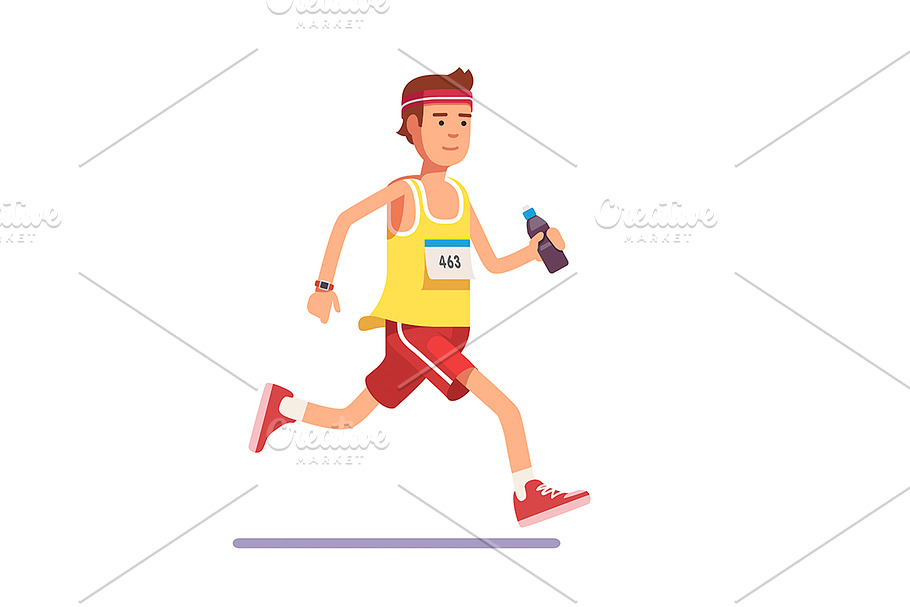 Young man running a marathon in Illustrations - product preview 8