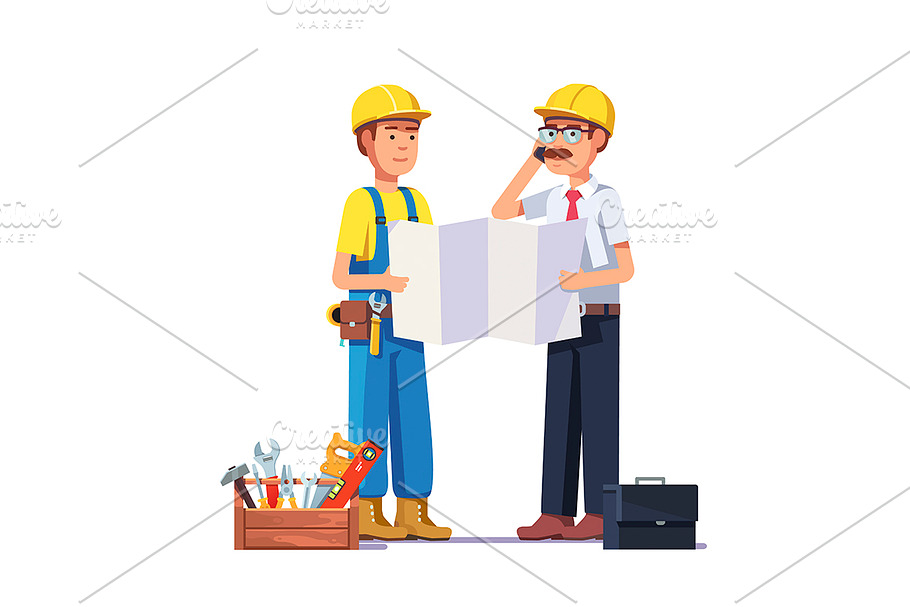 Carpenter talking with foreman in Illustrations - product preview 8