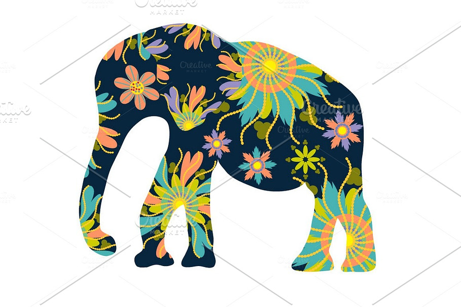 4 elephants  silhouettes in Illustrations - product preview 8