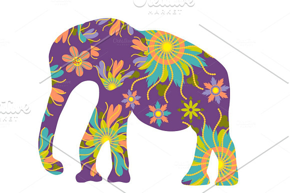 4 elephants  silhouettes in Illustrations - product preview 2