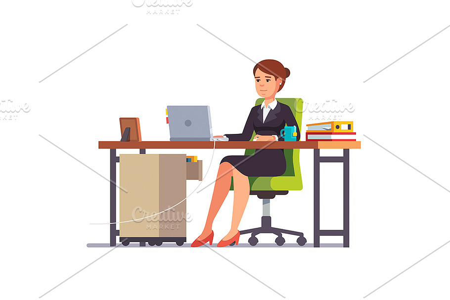 Clerk working at her office desk in Illustrations - product preview 8
