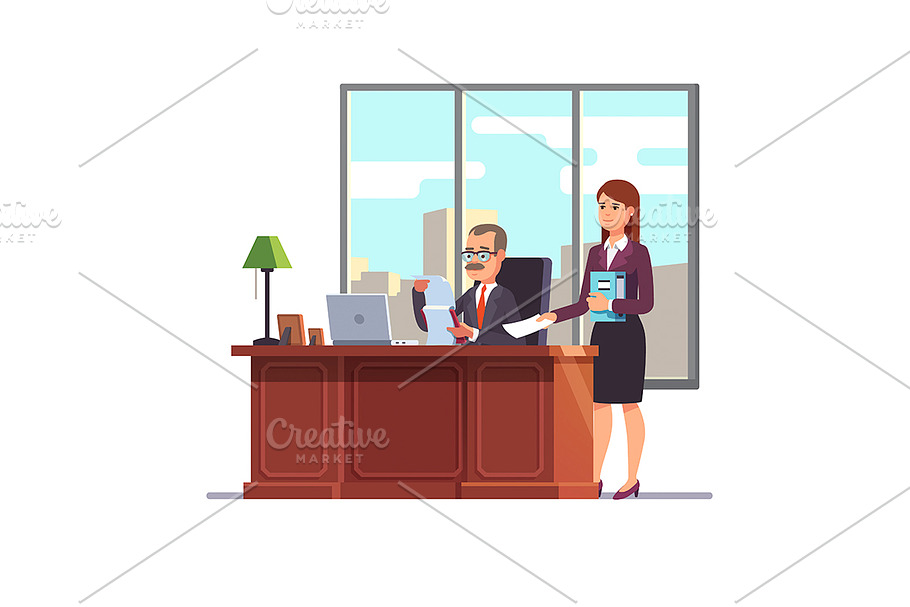 Business executive with a secretary in Illustrations - product preview 8