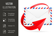 Envelope with red arrow around