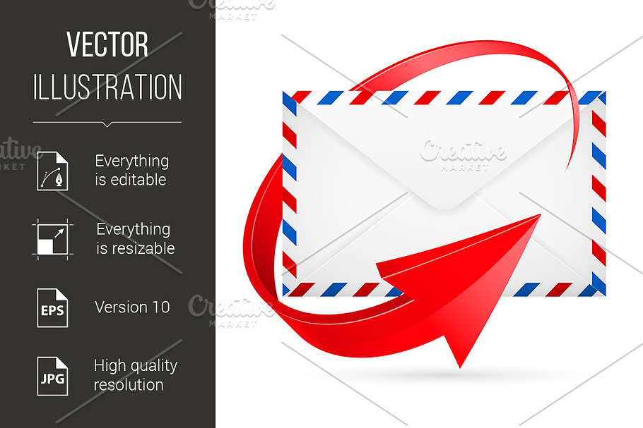 Envelope with red arrow around in Graphics - product preview 8