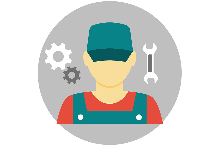Mechanic avatar icon flat in Graphics - product preview 8