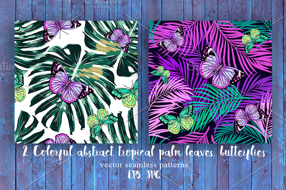 Palm leaves,butterflies patterns in Patterns - product preview 8