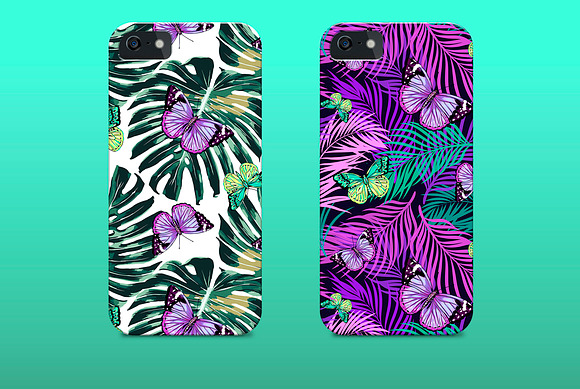 Palm leaves,butterflies patterns in Patterns - product preview 1