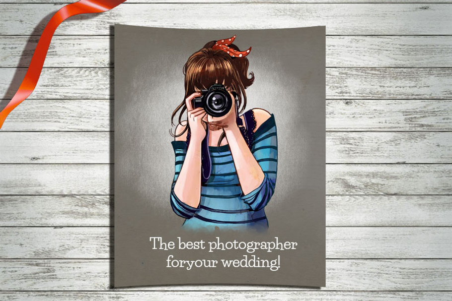 Woman with camera clip art, photo in Illustrations - product preview 8