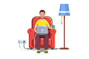 Man sitting home and browsing