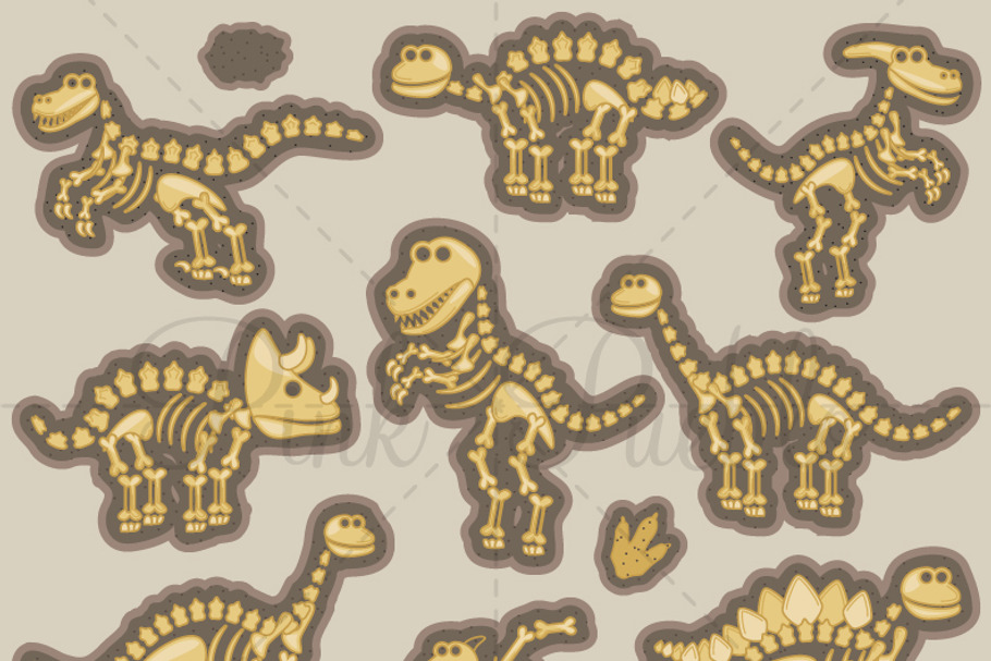 Dinosaur Bones Clipart and Vectors in Illustrations - product preview 8