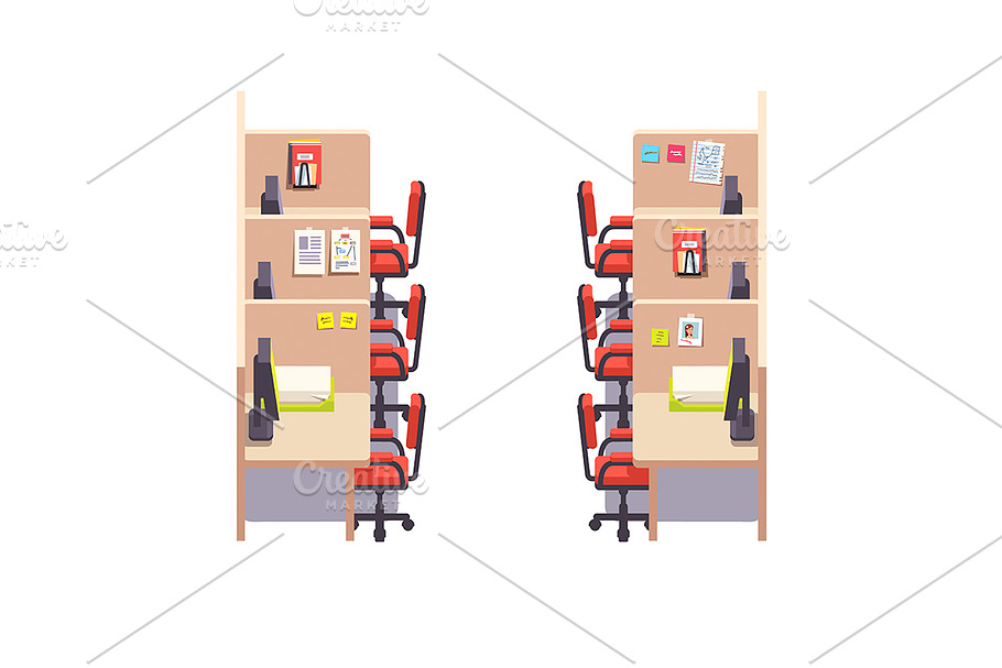 Empty corporate cubicle office space in Illustrations - product preview 8